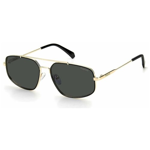 фото Солнцезащитные очки polaroid, прямоугольные, поляризационные, для мужчин, золотой