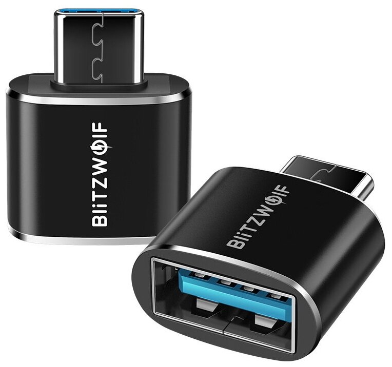 Адаптер-переходник BlitzWolf BW-A4 Type-C to USB 2.0 OTG Adapter Converter 2 шт Black