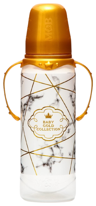 Бутылочка для кормления «Золотая коллекция: белый мрамор» 250 мл цилиндр, с ручками - фотография № 1