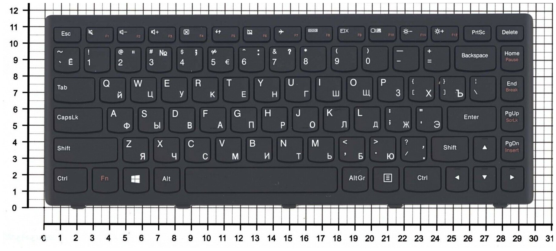 Клавиатура для ноутбука Lenovo 25211129 черная с рамкой