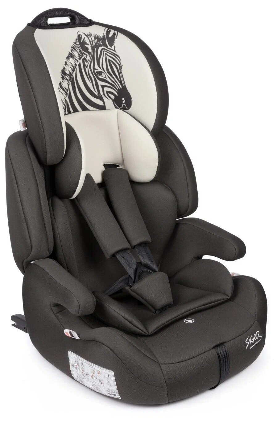 Автокресло группа 1/2/3 (9-36 кг) Siger Стар Isofix серо-бежевый, зебра