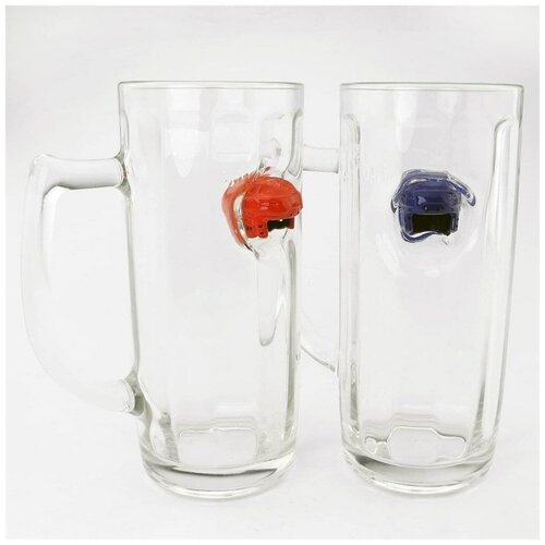 Набор из двух Кружек Биг Гамбург с красным и синим хоккейным шлемом