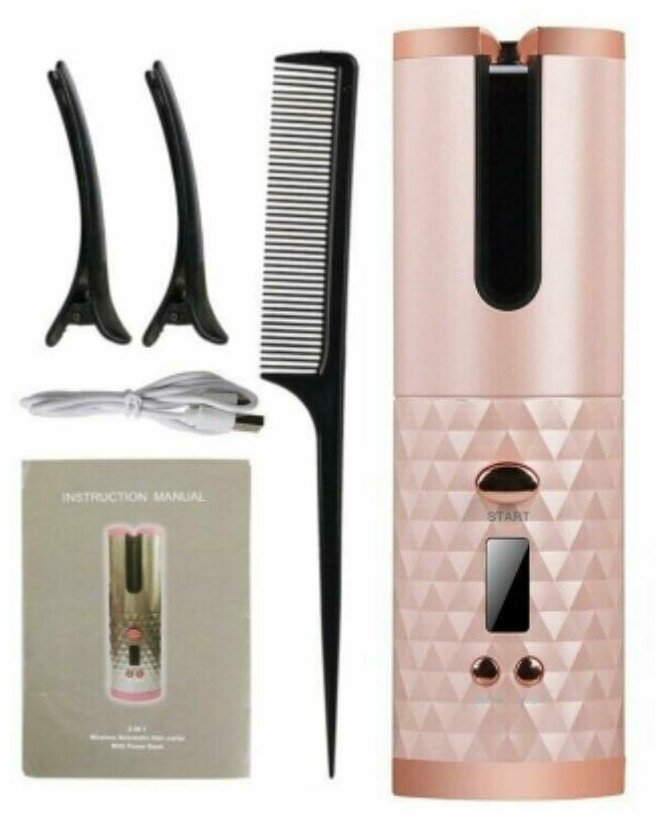 Автоматическая беспроводная плойка для волос Wireless USB Auto Curler, розовая - фотография № 2
