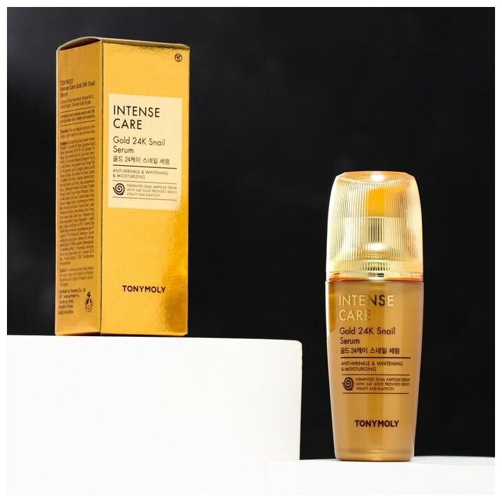 TONYMOLY Сыворотка для лица с муцином улитки и коллоидным золотом INTENSE CARE Gold 24K Snail Serum, 35мл - фото №7