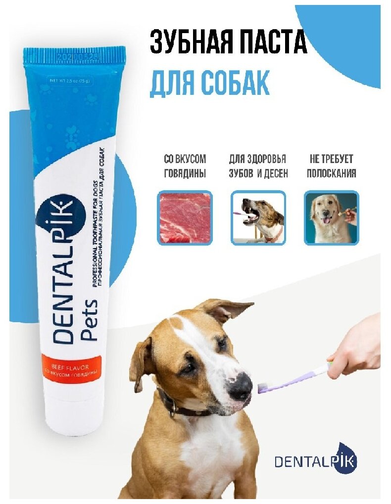 Зубная паста для собак Dentalpik Pets, вкус говядина, 75 гр - фотография № 7