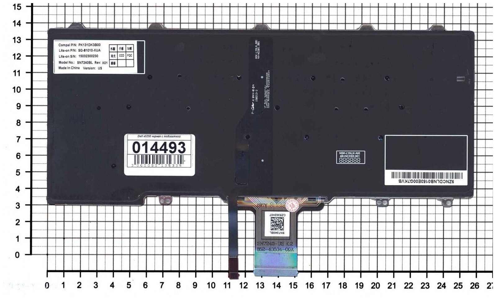 Клавиатура для ноутбука Dell Latitude E7250 черная с подсветкой