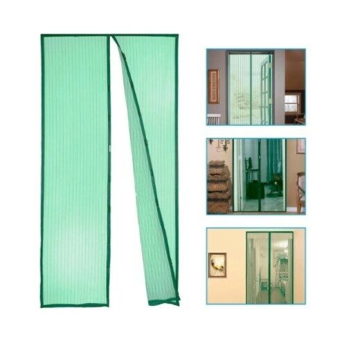 Москитная сетка на дверь с 7 магнитами 220*120см/зеленая