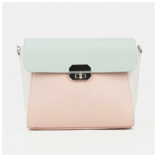 фото Сумка-мессенджер на клапане, регулируемый ремень, цвет пудра/мята оливи
