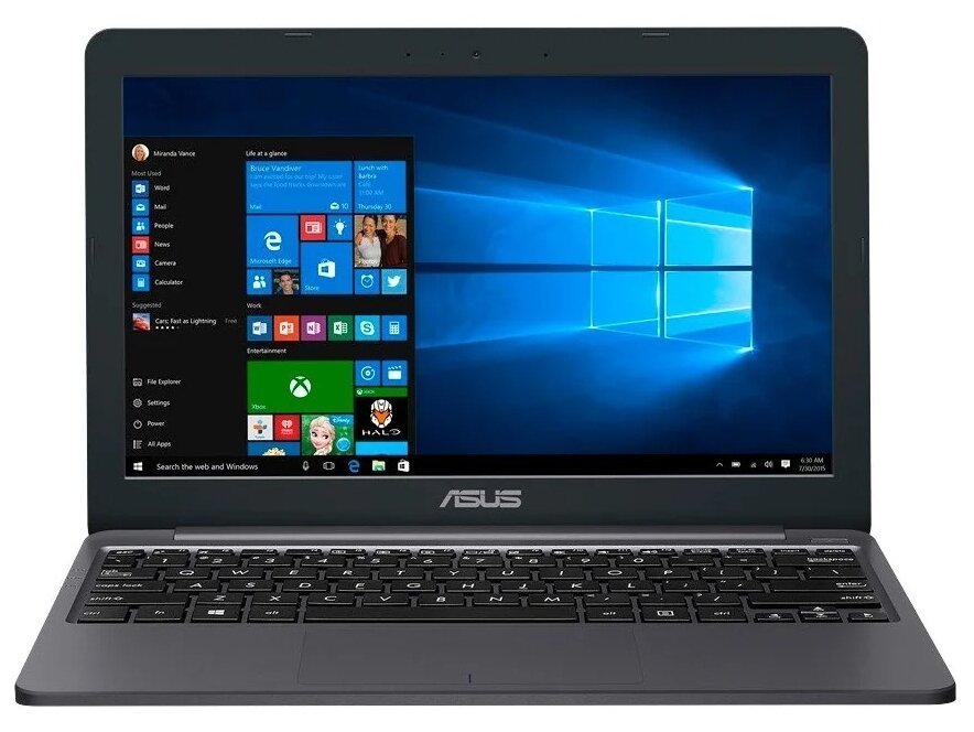 Ноутбук ASUS VivoBook E12 E203NA-FD110T Intel Celeron N3350 1100MHz1161366x7684GB128GB SSDDVD нетIntel HD Graphics 500Wi-FiBluetoothWindows 10 Home 90NB0EZ2-M08030 Grey