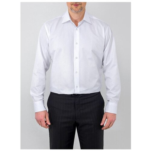 фото Рубашка мужская длинный рукав greg 111/399/5589, прямой силуэт / сlassic fit, цвет белый, рост 174-184, размер ворота 45