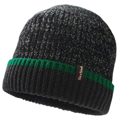 фото Шапка водонепроницаемая dexshell cuffed beanie, dh353grn черная с зеленой полоской, размер s/m, dh353grnsm