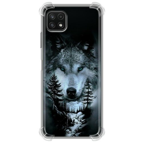 Дизайнерский силиконовый с усиленными углами чехол для Самсунг А22s 5G / Samsung Galaxy A22s 5G Лесной волк