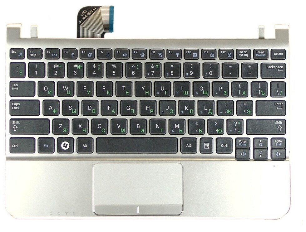 Клавиатура для ноутбука Samsung NC110 топ-панель серебристая 3500₽