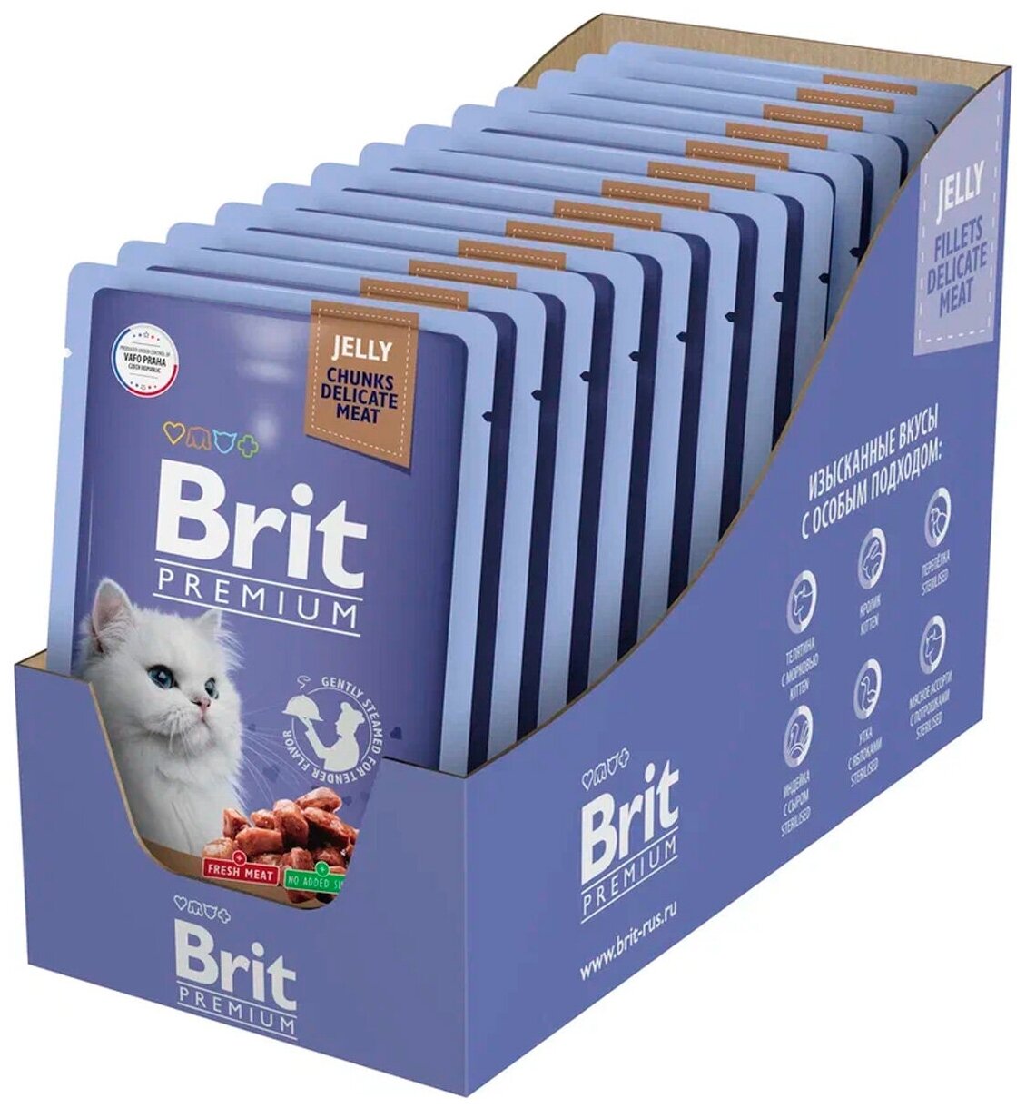 Корм для взрослых кошек Brit Premium Ассорти из птицы в желе 14шт.*85г - фотография № 1
