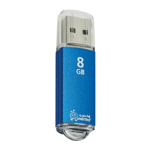 Флеш-диск 8 GB, комплект 3 шт SMARTBUY V-Cut, USB 2.0, металлический корпус, синий, SB8GBVC-B