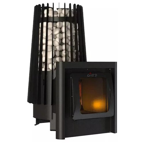 Дровяная банная печь Grill'D Cometa Vega 180 Long Window Max 24 кВт 56 см 107 см 88 см черный 10 м³ стекло