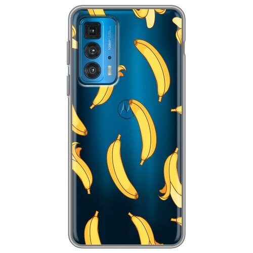 Полупрозрачный дизайнерский силиконовый чехол для Motorola Edge 20 Прозрачные бананы