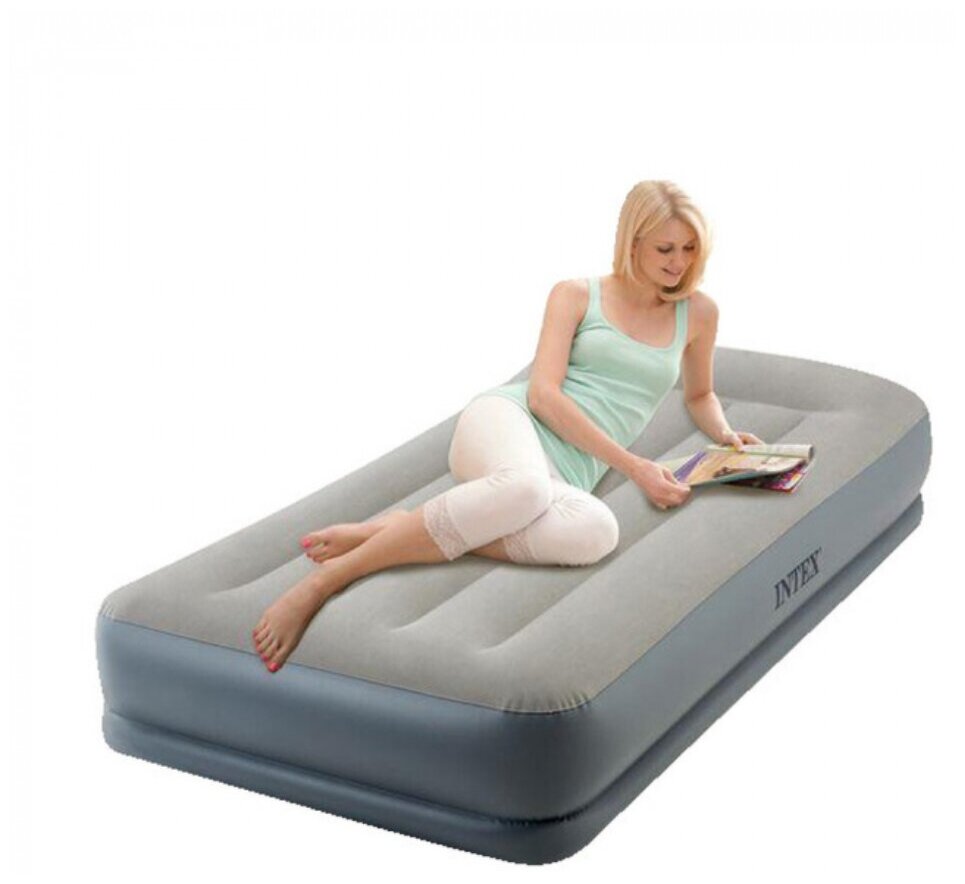 Кровать надувная Pillow Rest Twin Mid-Rise,191*99*30 см,встроенный насос 220В,Intex (64116NP) - фотография № 7