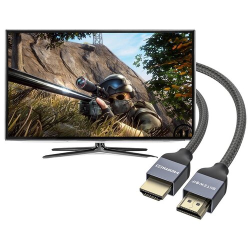 Кабель BlitzWolf BW-HDC5 8K 48Gbps HDMI to HDMI Cable 1,2м, серый hdcp 2 2 супер 8k hdmi совместимый видеокабель ультра скоростной 8k 60 гц 4k 120 гц 48 гбит с uhd hdr 3d для hd разветвителя тв приставки ps5