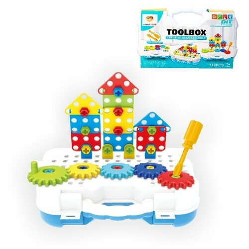 Конструктор развивающий/ Шестеренки/ Строитель/ Детская развивающая игрушка