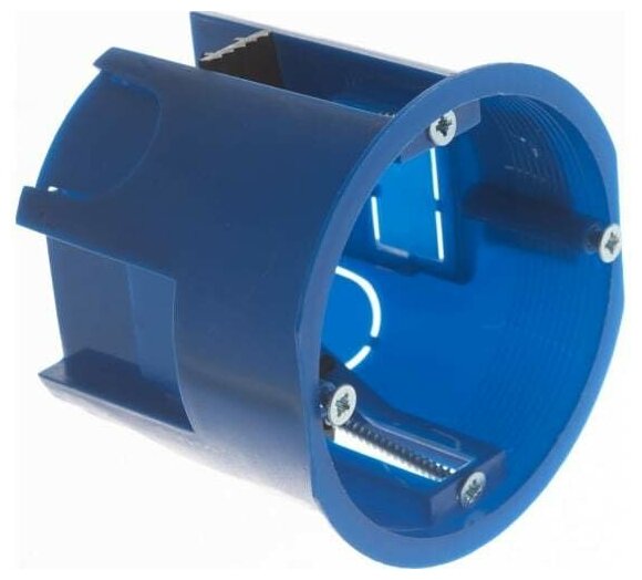 Подрозетник (80-0610) для гипсокартона d68х60 мм 4 ввода синий IP20 с пластмассовыми лапками с винтами безгалогенный - фотография № 7