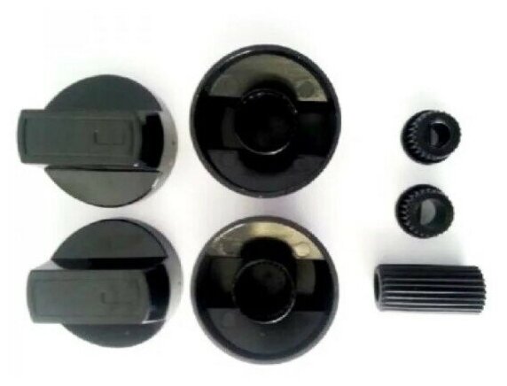 Ручки управления плиты универсальные с переходниками (4шт/комплект), черные, WL1034 - фотография № 1
