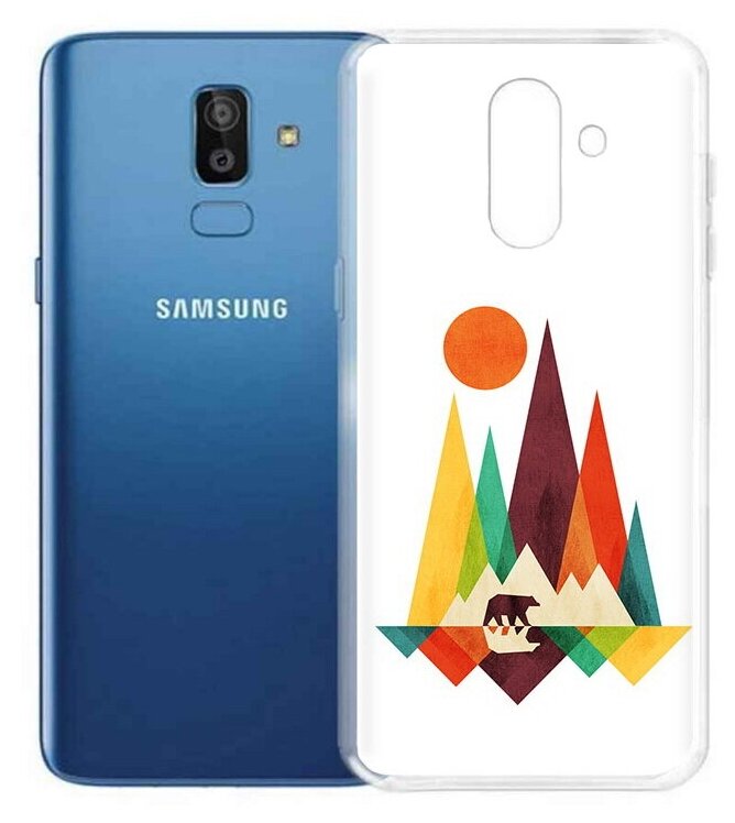Чехол задняя-панель-накладка-бампер MyPads нарисованные горы с медведем для Samsung Galaxy J8 2018 (SM-J810) противоударный