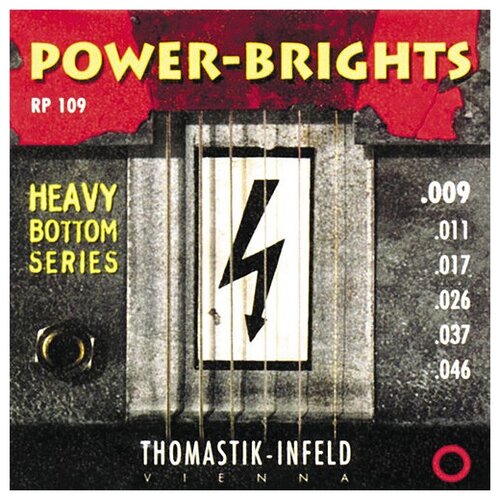 RP109 Power-Brights Heavy Bottom Комплект струн для электрогитары, 9-46, Thomastik струны для электрогитары thomastik infeld power brights rp109 9 46