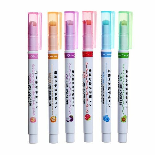 Набор маркеров-текстовыделителей 6 цветов с печатями-рисунками 727₽