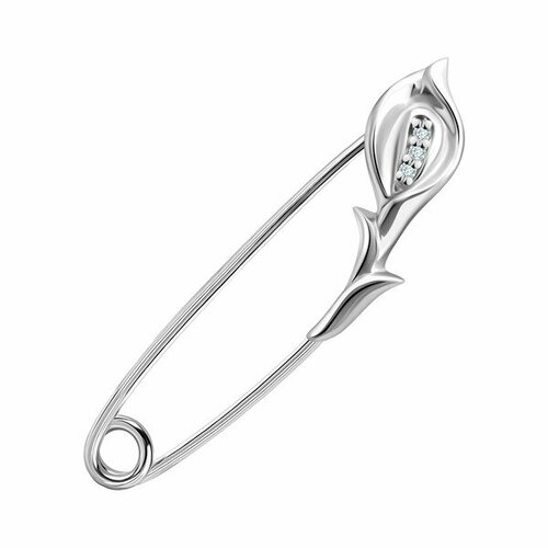 Брошь, серебро, 925 проба, родирование