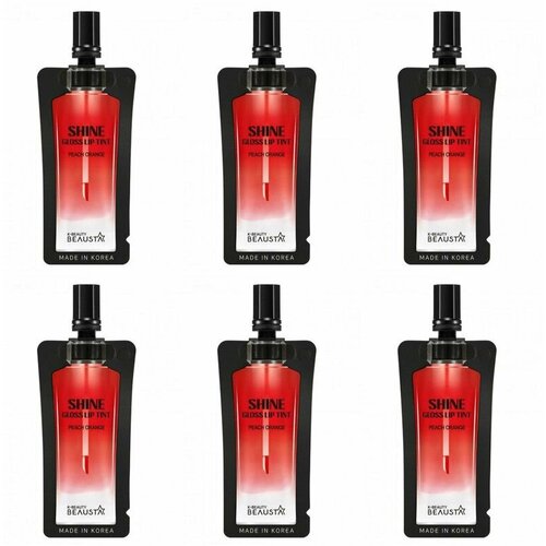 Beausta Тинт для губ Shine Gloss Lip tint тон 3 Peach Orange персиковый апельсин 4 мл - 6 штук 1116₽