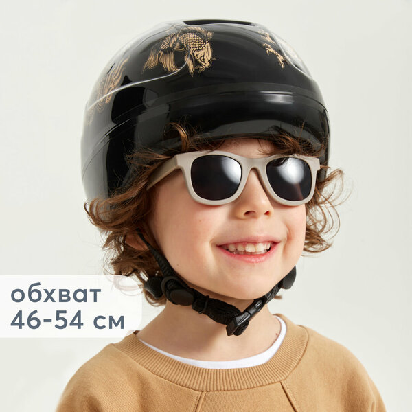 50003, Шлем детский защитный Happy baby "STONEHEAD" от 1 до 6 лет, размер S, обхват головы 46-54 см, черный