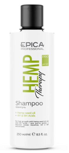 EPICA PROFESSIONAL, HEMP THERAPY ORGANIC, Шампунь для роста волос с маслом семян конопли, AH и BH кислотами, 250 мл.