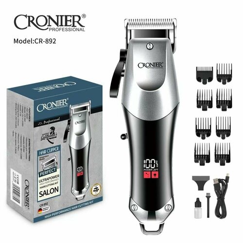 Профессиональный аккумуляторный триммер для бороды и стрижки волос с насадками машинка для стрижки cronier cr 817
