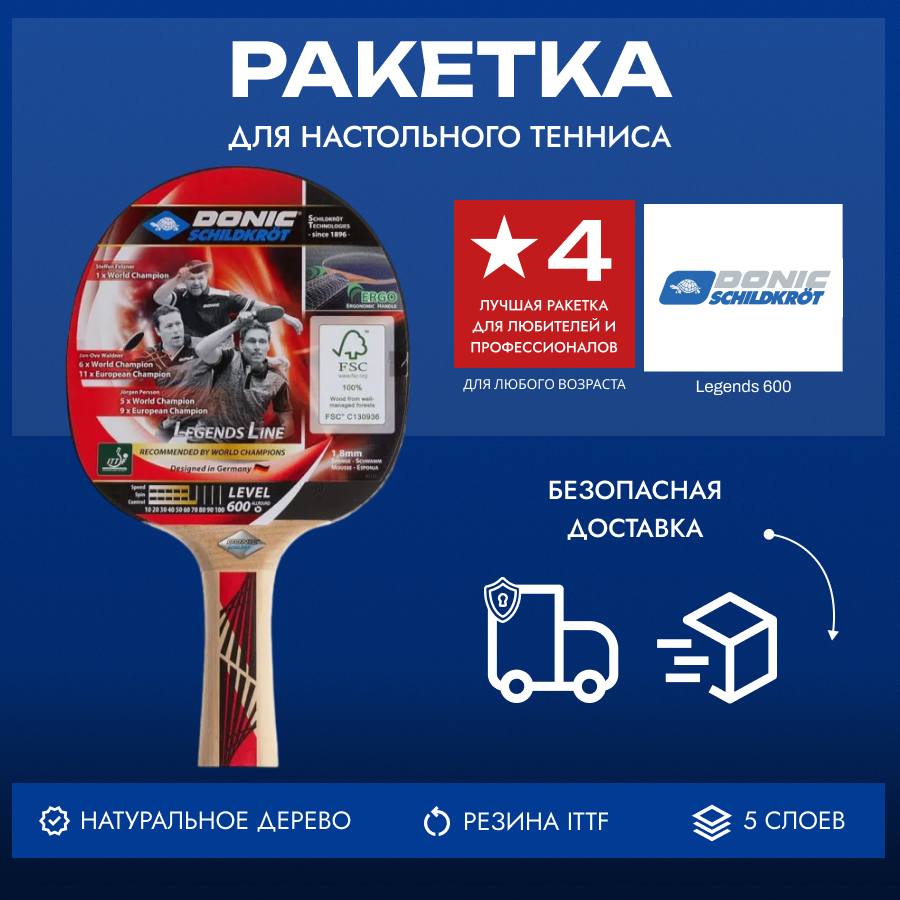Ракетка для настольного тенниса Donic Legends 600 с конической рукояткой