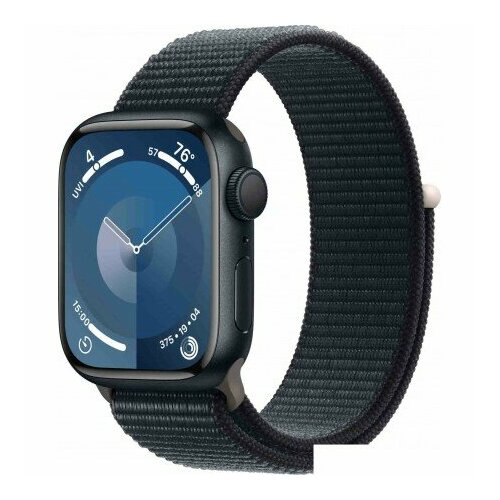 isport bluetooth пульсометр Умные часы Apple Watch Series 9 41 мм (алюминиевый корпус, полуночный/полуночный, нейлоновый ремешок)
