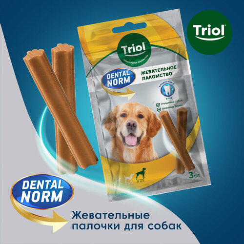 Лакомства для собак крупных пород Triol Палочки жевательные, 120г (уп.3шт.) серия Dental Norm