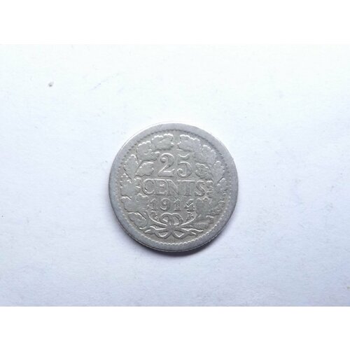 25 центов. Нидерланды 1914 серебро