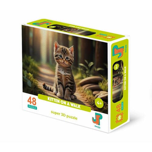 Пазл детский 3D Jazzle Puzzle 48 деталей: Котенок на прогулке