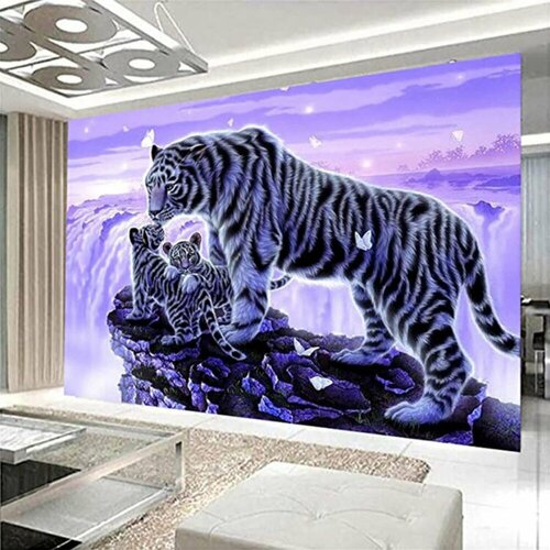 Алмазная мозаика Тигры 80х50 без подрамника