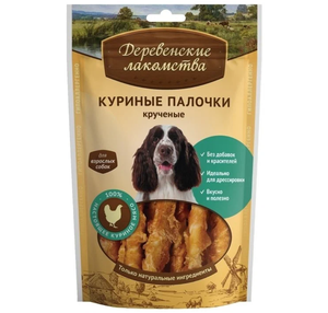 Лакомство для собак Деревенские Лакомства 100% Мяса Куриные палочки крученые 0.09 кг