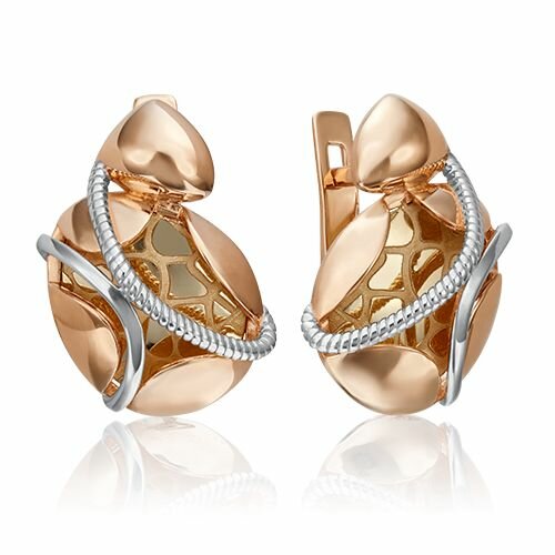 Серьги PLATINA, комбинированное золото, 585 проба