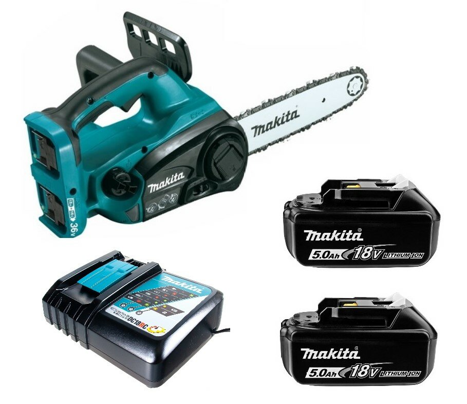 Аккумуляторная цепная пила Makita DUC302RT2 (18V, 2 x 5.0Ah, Li-Ion)