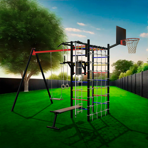 Уличный спортивно-игровой комплекс Sv Sport У3304К (ступени Разноцветные / Подвесы для качелей на втулке 1 комп.)