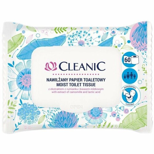 Туалетная бумага СLEANIC Влажная 2 дизайна 60 шт 10321506 499₽