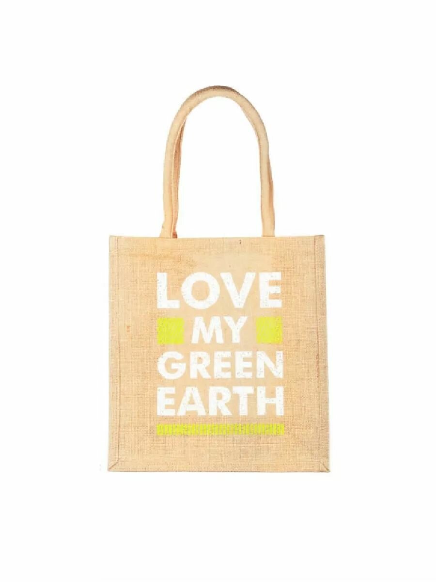 фото Сумка хозяйственная джутовая, 32x34x18см, Love My