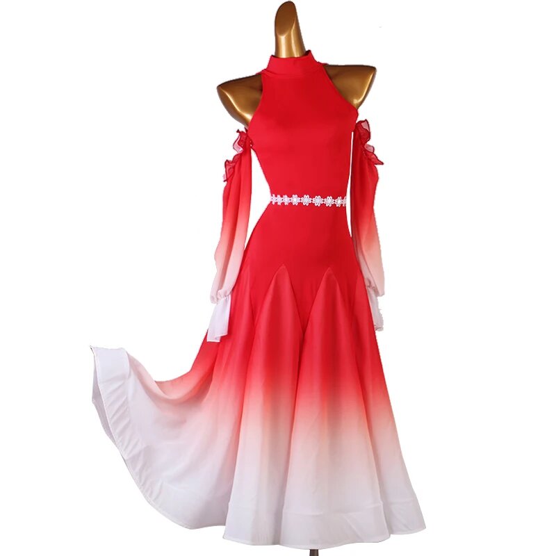 Бальное платье для бальных танцев Spandex Polyester, XL, Красный, Женский