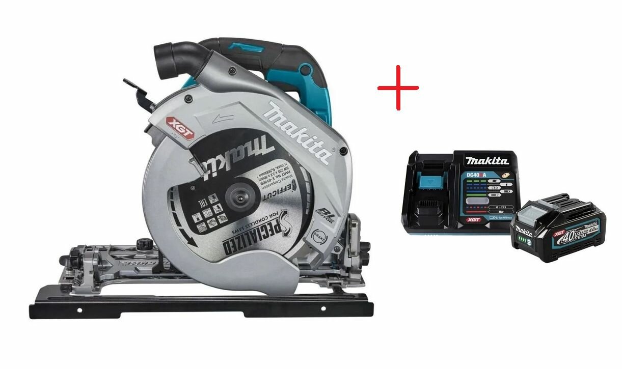 Пила дисковая аккумуляторная Makita HS009GD401, 40В, 235мм (акк. BL4040 (40 В, 4.0 Ач), З/У DC40RA)