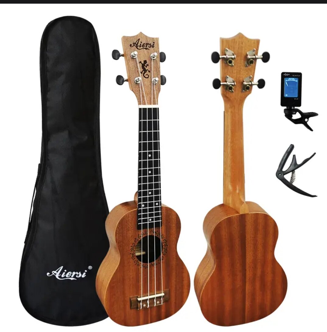 Aiersi" - укулеле гавайская сопрано-гитара из красного дерева, 21