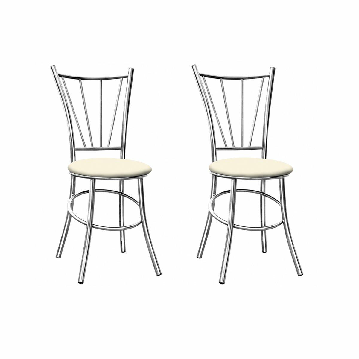 Комплект стульев "Квартет-R-02" 2 шт - Белый (экокожа)/Хром (металл)
